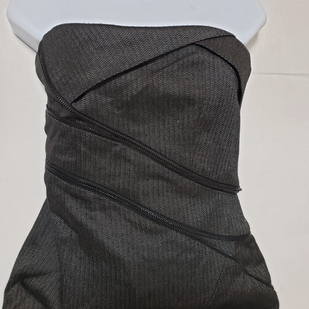 Bebe Strapless Gray Zipper Dress